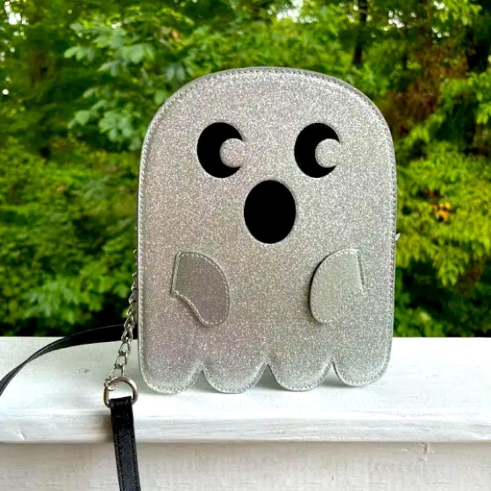 NWT silver glitter ghost purse